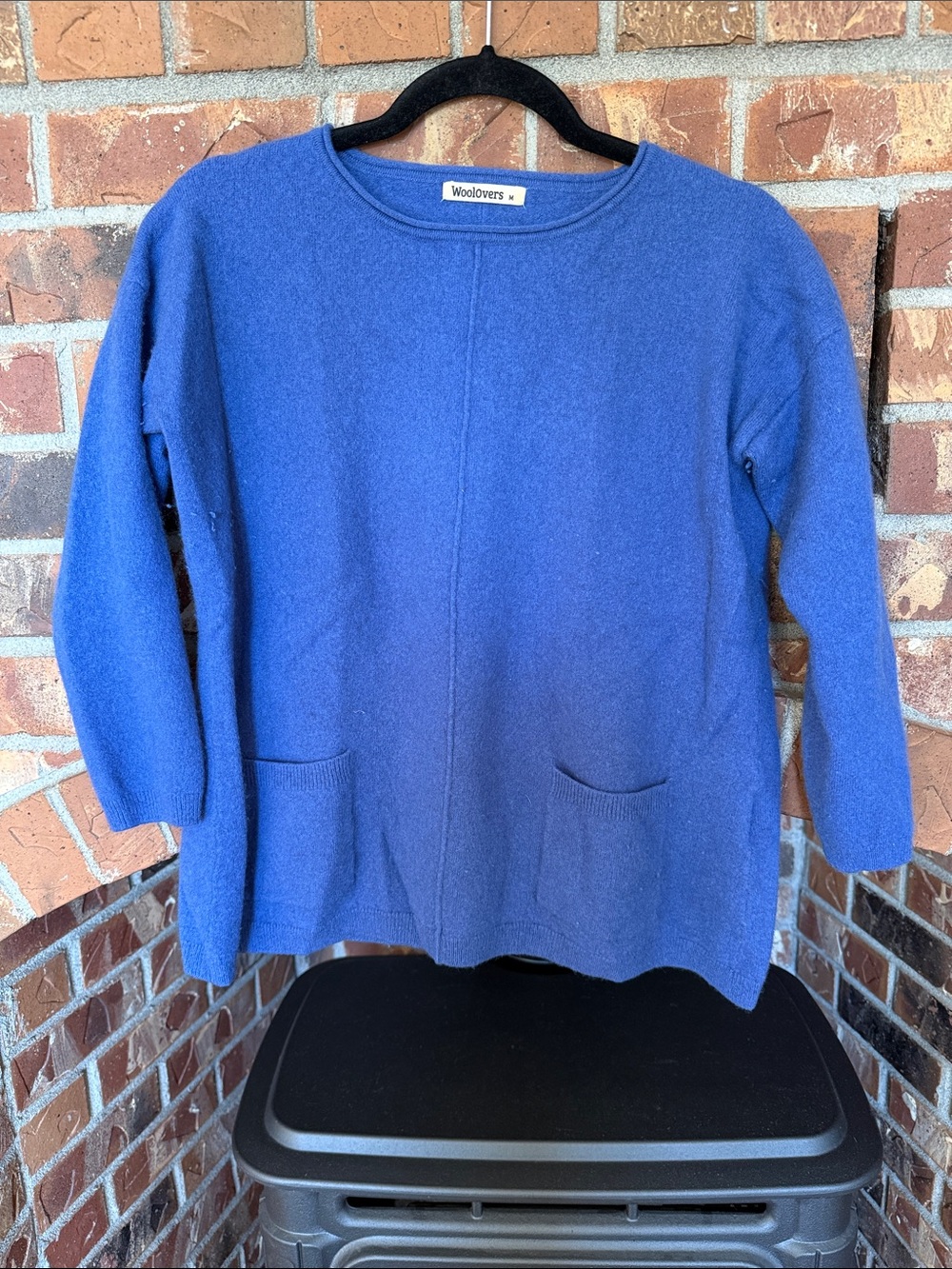 Woolovers Womens Blue wool Cashmere-Blend Crewneck Sweater size medium